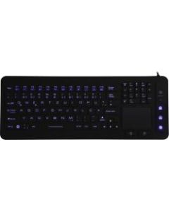 DSI WATERPROOF IP68 FULL SIZE LED BACKLIT KEYBOARD WITH TOUCHPAD - Cable Connectivity - USB Interface - 98 Key - TouchPad - Windows - Industrial Silicon Rubber Keyswitch - Black