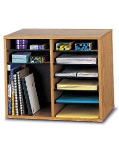 Safco Wood Adjustable Organizer, 16 1/8inH x 19 5/8inW x 11 7/8inD, Medium Oak