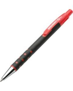 SKILCRAFT Retractable Ballpoint Pens, Rubberized Grip, Medium Point, 83% Recycled, Red Ink, Box Of 12