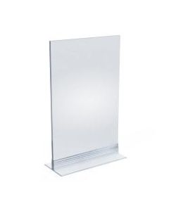 Azar Displays Acrylic T-Strip Vertical/Horizontal Sign Holders, 11in x 7in, Clear, Pack Of 10 Sign Holders