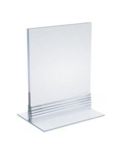 Azar Displays Acrylic T-Strip Vertical/Horizontal Sign Holders, 5in x 3-1/2in, Clear, Pack Of 10 Sign Holders
