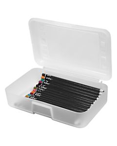 Advantus Gem Pencil Storage Box, 2 1/2in x 8 1/2in x 5 1/2in, Clear