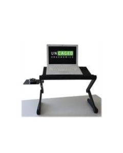 WorkEZ Cool Black Adjustable Height Tilt Ergonomic Laptop Stand and Lap Desk with 2 Fans 3 USB Ports Mouse Pad - The ultimate laptop workstation! 18in wide aluminum panel makes a super comfortable lap desk. Ambidextrous mouse pad for left