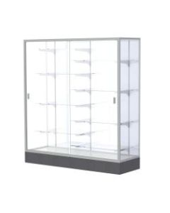Waddell Colossus 8-Shelf Floor Display Case, 66inH x 60inW x 20inD, White Back/Satin Finish