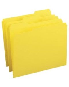 Business Source Reinforced Tab Colored File Folders - Yellow - 100 / Box