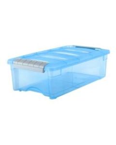 IRIS Stack & Pull Storage Containers With Built-In Handles, 5 Quarts, 4 1/2in x 8in x 14 1/8in, Blue, Case Of 10