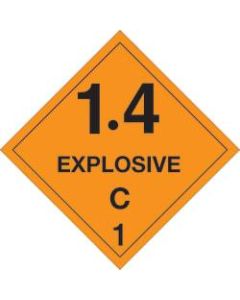 Tape Logic Preprinted Shipping Labels, DL5031, Explosive - 1.4C - 1, Square, 4in x 4in, Orange/Black, Roll Of 500