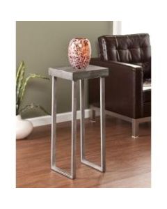 Southern Enterprises Nolan Pedestal Accent Table, Square, Burnt Oak/Silver