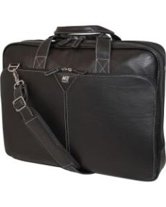 Mobile Edge 16in Deluxe Leather Briefcase - 16in Screen Support - 13in x 17in x 4in - Leather - Black