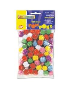 Chenille Kraft Creativity Street Glitter Pompons, 1/2in, Assorted Colors, Pack Of 80