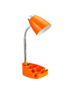 LimeLights Gooseneck Organizer Desk Lamp, Adjustable Height, 17 1/4inH, Orange Shade/Orange Base
