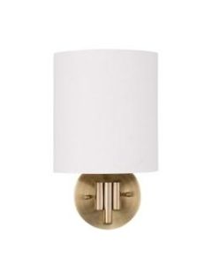 Southern Enterprises Winton Indoor Wall Sconces, 9inW, White Shade/Antique Brass Base, Set Of 2 Sconces