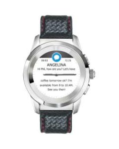 MyKronoz ZeTime Premium Hybrid Smartwatch, Petite, Polished Silver/Black Carbon Red, KRZT1PP-PSL-BKCAR