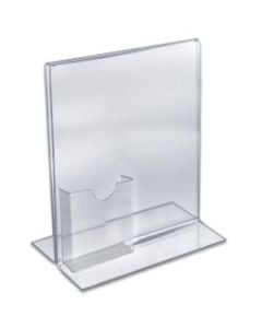 Azar Displays Double-Foot Acrylic Sign Holders With Attached Tri-Fold Pockets, 11in x 8 1/2in, Clear, Pack Of 10