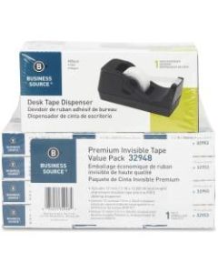 Business Source Invisible Tape Dispenser Value Pack - 27.78 yd Length x 0.75in Width - 1in Core - Acetate - Dispenser Included - Desktop Dispenser - 12 / Pack - Clear