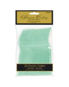 Amscan Premium Plastic Forks, 7-1/4in, Cool Mint, 20 Forks Per Pack, Case Of 5 Packs