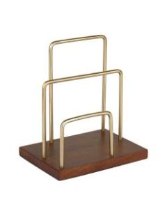 Realspace Wooden/Metal Letter Sorter, 7-3/4inH x 7inW x 5inD, Walnut/Gold