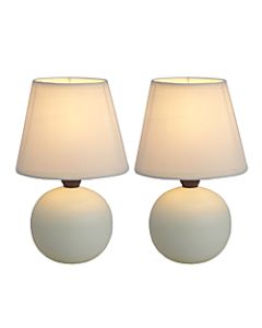 Simple Designs Mini Globe Table Lamps, 8 7/8inH, Off-White Shade/Off-White Base, Set Of 2