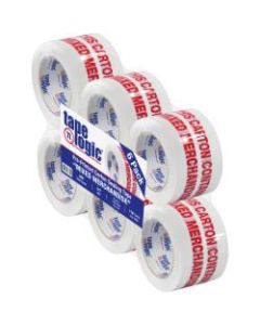 Tape Logic Mixed Merchandise Preprinted Carton Sealing Tape, 3in Core, 3in x 110 Yd., Red/White, Pack Of 6