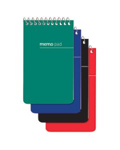 Office Depot Brand Wirebound Top-Opening Memo Books, 3in x 5in, 1 Hole-Punched, College Ruled, 60 Sheets, Assorted Colors (No Color Choice), Pack Of 12