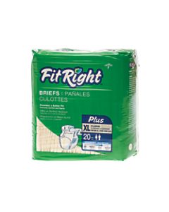 FitRight Plus Disposable Briefs, X-Large, 59 - 66in, Yellow, 20 Briefs Per Bag, Case Of 4 Bags
