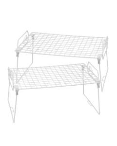 Honey-Can-Do Lock And Link Kitchen Organizer Racks, 8inH x 15 3/4inW x 9 3/4inD, White, Set Of 2