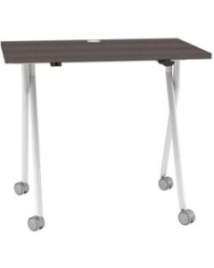 Boss Office Products 36inW Flip-Top Folding Training Table, Driftwood/Silver