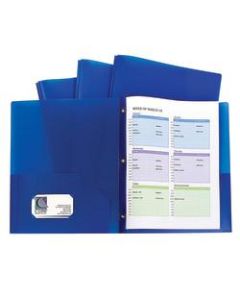 C-Line 2-Pocket Poly Portfolio Folders With Prongs, 8-1/2in x 11in, Letter Size, Blue, Pack Of 10 Folders