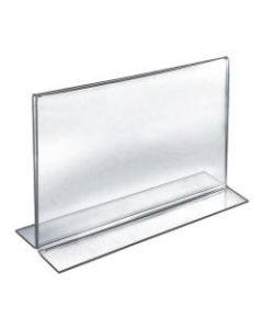 Azar Displays Double-Foot 2-Sided Acrylic Sign Holders, 9inH x 12inW x 3inD, Clear, Pack Of 10 Holders