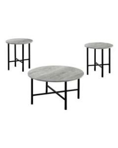 Monarch Specialties Davis 3-Piece Table Set, Gray/Black