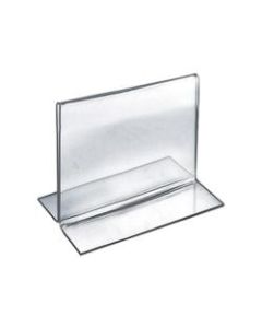 Azar Displays Double-Foot 2-Sided Acrylic Sign Holders, 4inH x 5inW x 3inD, Clear, Pack Of 10 Holders