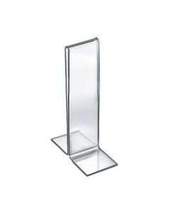 Azar Displays Double-Foot 2-Sided Acrylic Sign Holders, 7inH x 2inW x 3inD, Clear, Pack Of 10 Holders