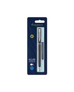 Waterman Allure Fountain Pen, Fine Point, 0.5 mm, Black Barrel, Blue Ink