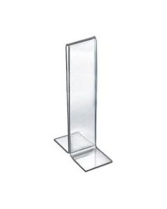 Azar Displays Double-Foot 2-Sided Acrylic Sign Holders, 8inH x 2inW x 3inD, Clear, Pack Of 10 Holders
