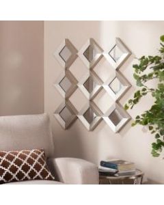 Southern Enterprises Masada Mirrored Squares Wall Sculpture, 29 1/2inH x 29 1/2inW x 1 3/4inD, Antiqued Silver