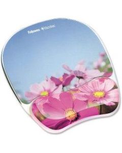 Fellowes Gel Mouse Pad With Wrist Rest, Pink Flowers