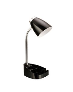 LimeLights Gooseneck Organizer Desk Lamp, Adjustable Height, 17 1/4inH, Black