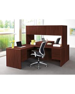 HON 10700 Series Laminate Single-Pedestal Desk, Pedestal On Left, Mahogany