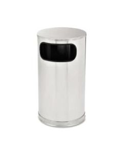 Rubbermaid Commercial 12-gal Steel Flat Top Container - 12 gal Capacity - Round - 28in Height x 15in Diameter - Galvanized Steel, Vinyl - Stainless Steel - 1 Each