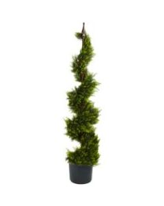 Nearly Natural 4ftH Silk Cypress Spiral Tree With Pot