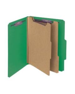 Smead Pressboard Classification Folders With SafeSHIELD Coated Fasteners, Letter Size, 60% Recycled, Green, Box Of 10