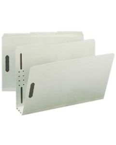 Smead Pressboard Fastener Folders, 3in Expansion, Legal Size, 100% Recycled, Gray/Green, Pack Of 25