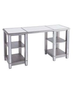 Southern Enterprises Wedlyn Mirrored 4-Shelf 50inW Desk, Matte Silver