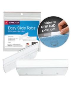 Smead Easy Slide Tabs, 3 1/2in x 1/2in, Clear, Pack Of 18