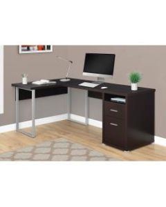 Monarch Specialties L-Shaped Computer Desk With 2 Drawers, Cappuccino