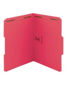 Smead Color Reinforced Tab Fastener Folders, Letter Size, 1/3 Cut, 100% Recycled, Red, Pack Of 50