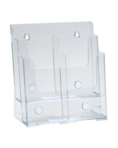 Azar Displays 2-Tier 4-Pocket Plastic Trifold Brochure Holder, 11-1/4inH x 9-1/4inW x 5inD, Clear
