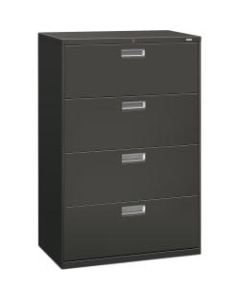 HON 600 36inW Lateral 4-Drawer Standard File Cabinet With Lock, Metal, Charcoal