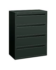 HON Brigade 700 42inW Lateral 4-Drawer File Cabinet, Metal, Charcoal