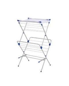 Honey-Can-Do 2-Tier Mesh-Top Drying Rack, 41 1/2inH x 17inW x 23 1/2in, Silver/Blue